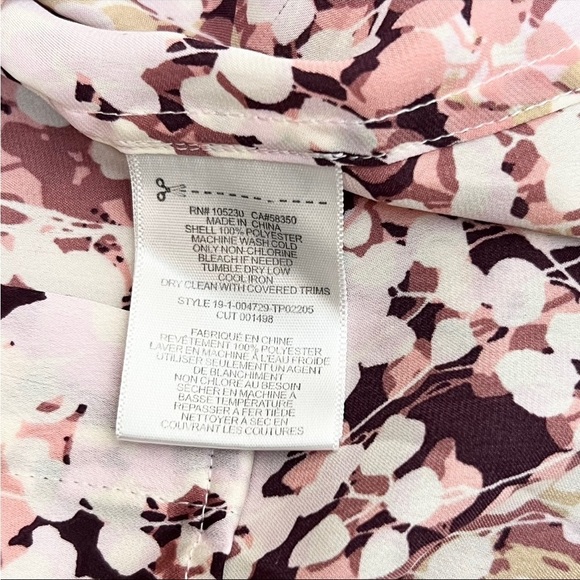 EQUIPMENT Floral Satin Draped Puff Long Sleeve Button Up Stand Collar Blouse S - Picture 10 of 13